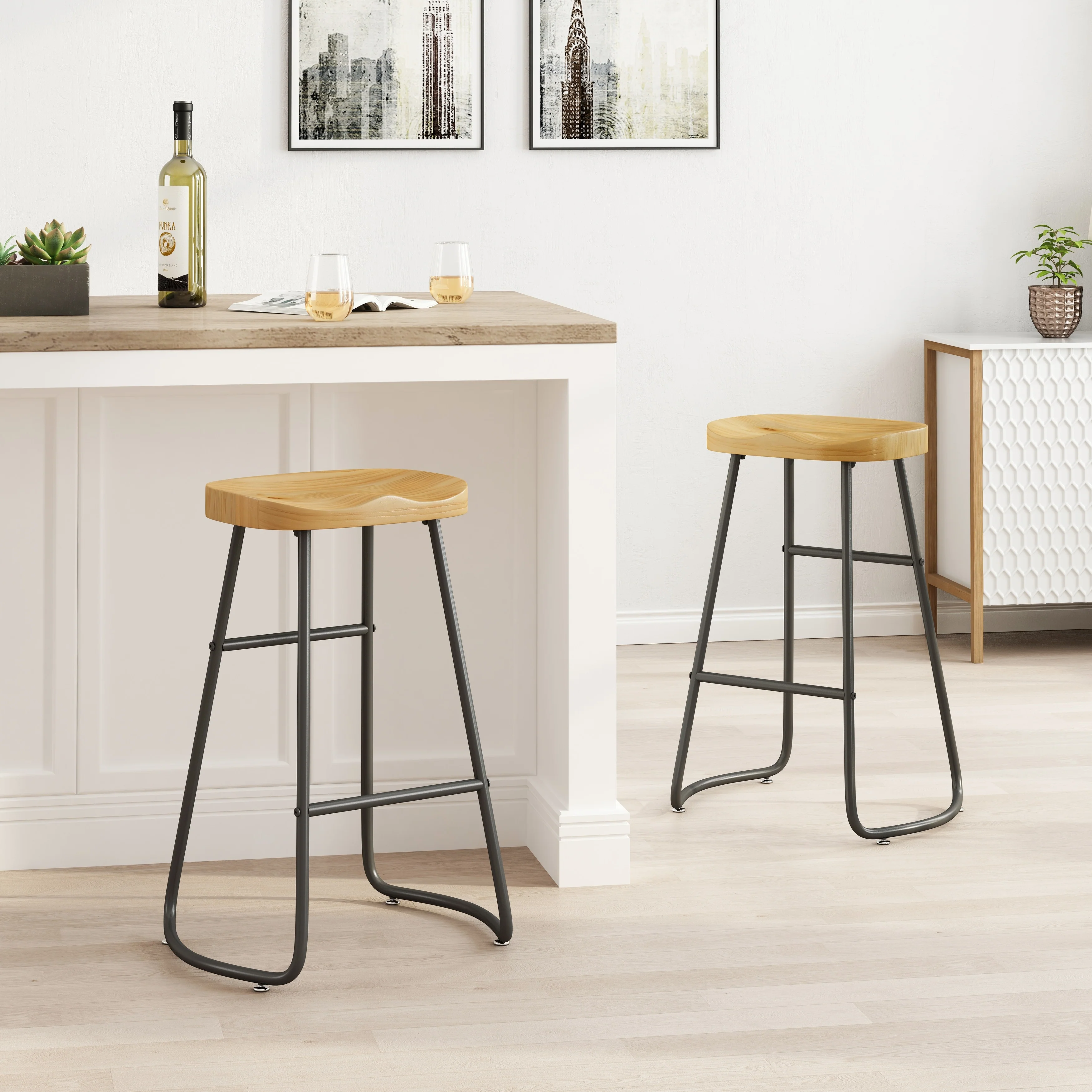 29.52 Stylish and Minimalist Bar Stools for Kitchen 2pcs