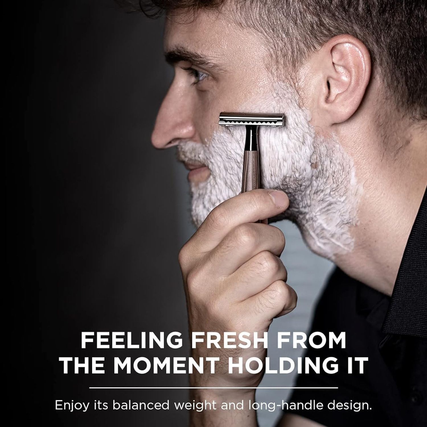 Obasyhig Men’s Wooden Handle Razor Gold