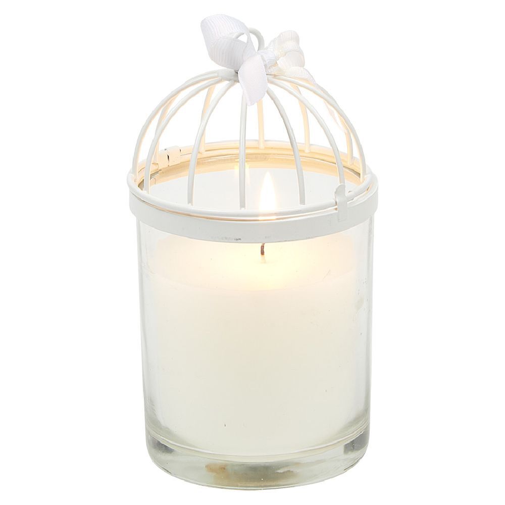 Bougie cage à oiseau blanc