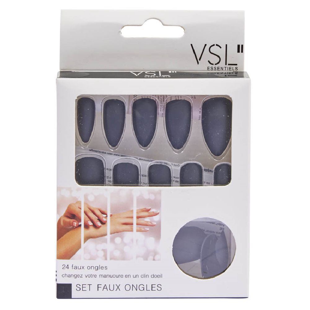 Kit faux ongles couleur mat noir x24