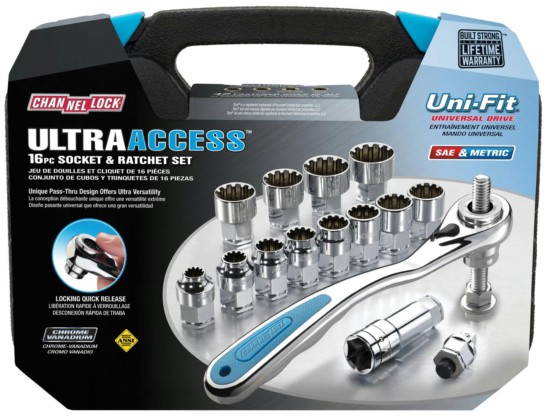 Channellock Ultra Access Socket & Ratchet Set, 16-pc