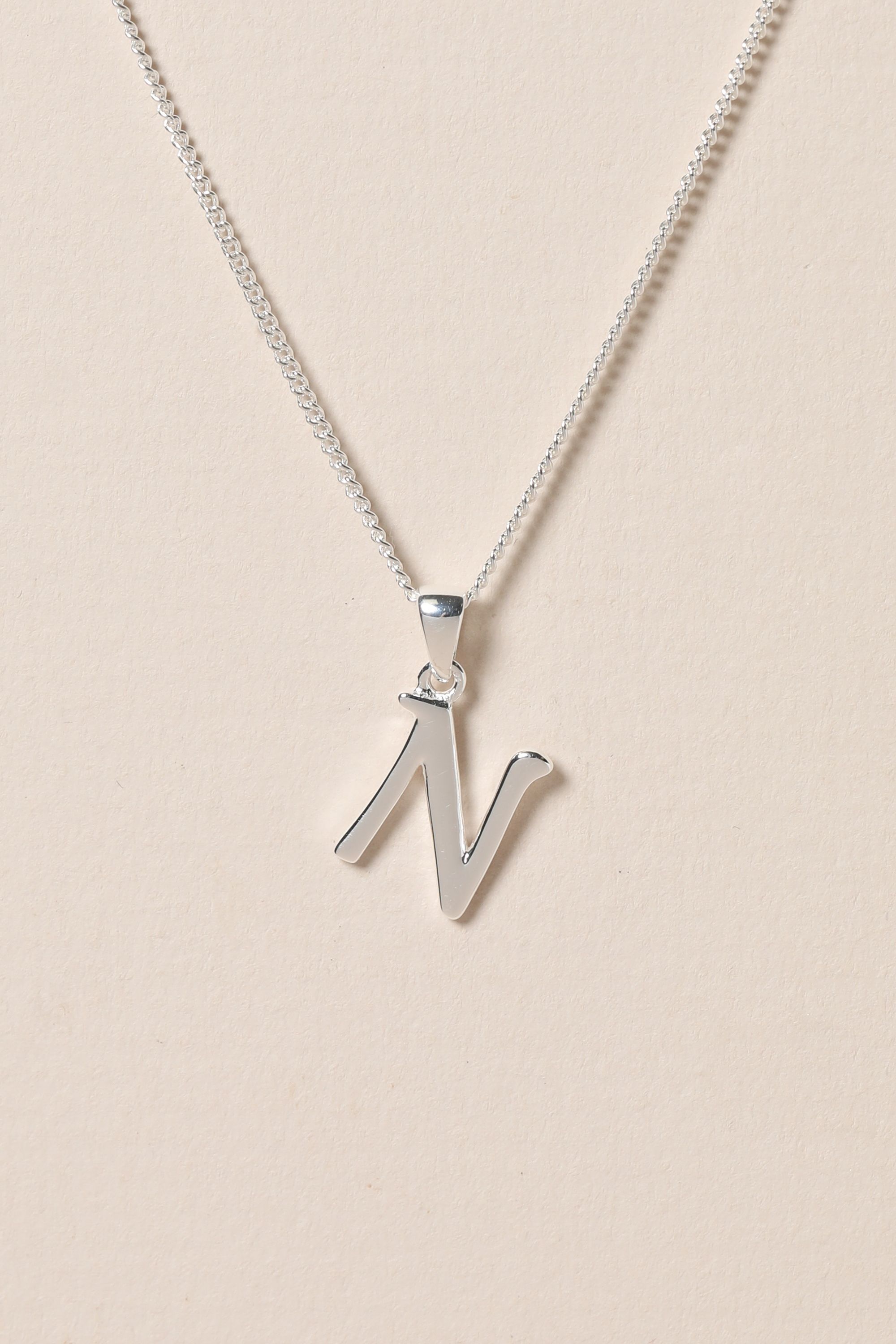 Simply Silver Sterling Silver 925 Initial Pendant - N