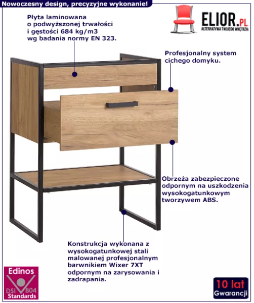 Szafka łazienkowa pod umywalkę stojąca dąb craft - Rireon