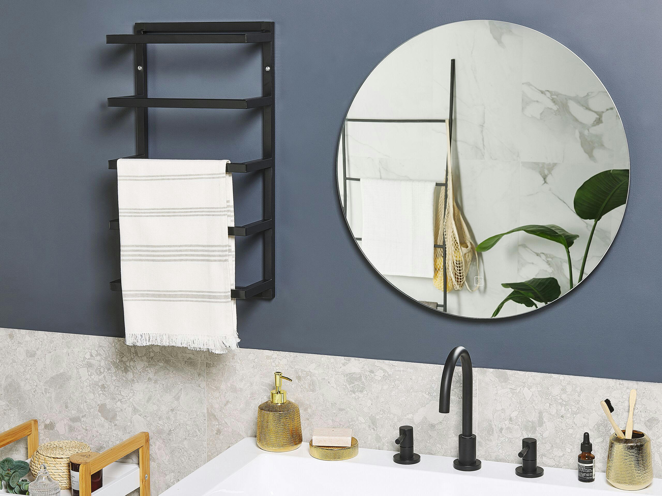 CINTRA - Porte-serviettes mural acier noir 5 barres 31 x 57 cm