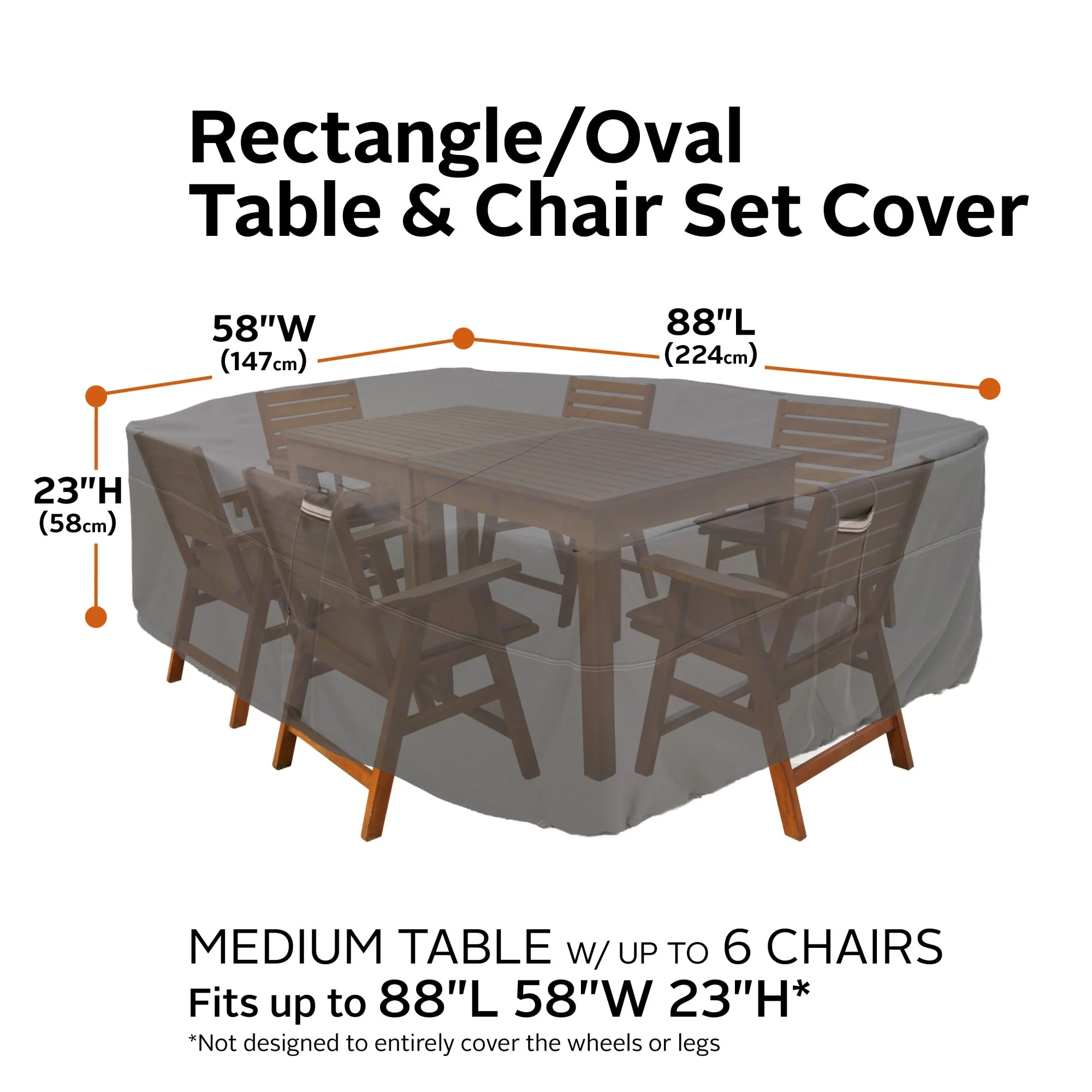 Classic Accessories Ravenna Water-Resistant 88 Inch Rectangular/Oval Patio Table & Chair Set Cover