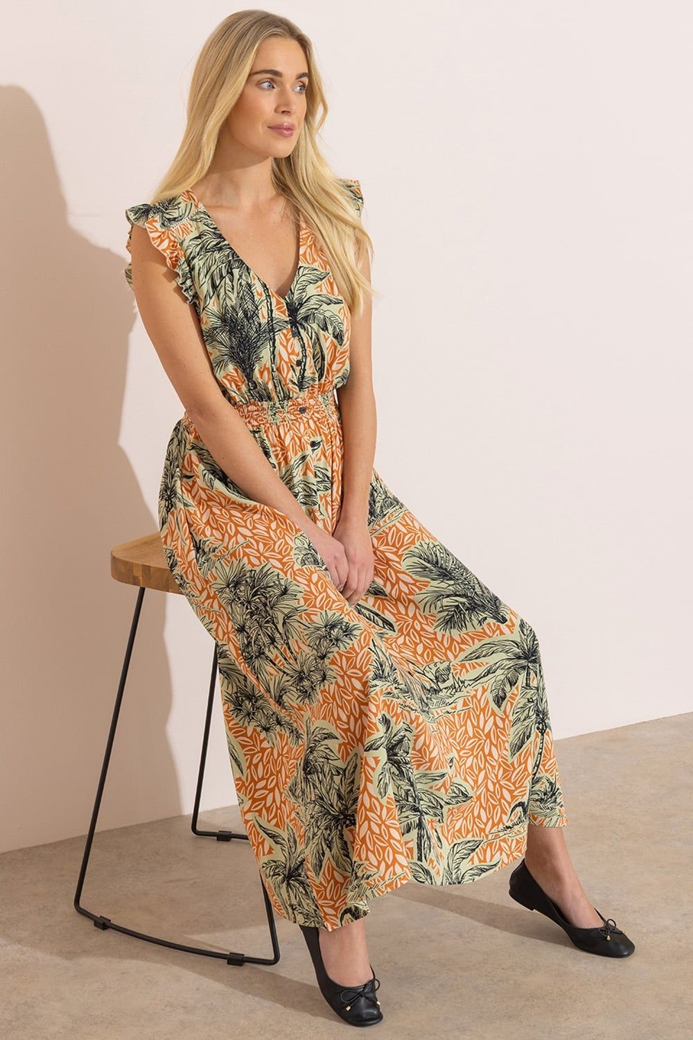 Klass. Palm Tree Printed Maxi Dress