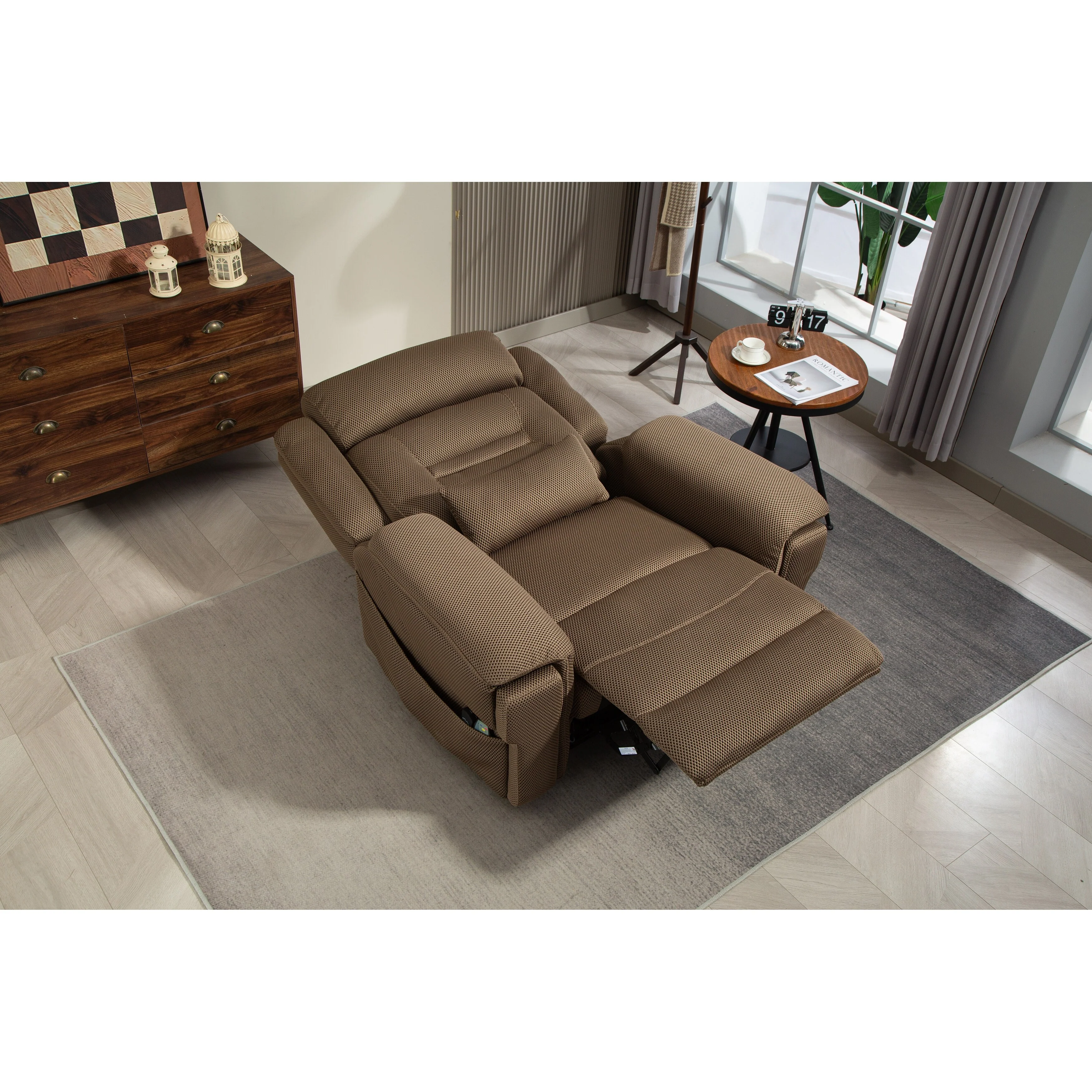 50'' Oversized Dual Motor Power Recliner Lift Chair with Massage and Heat，Mesh Fabric