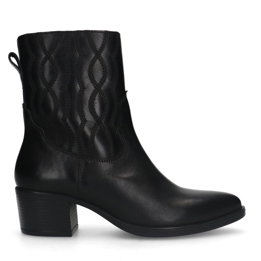 Manfield Zwarte leren westernlaarsjes