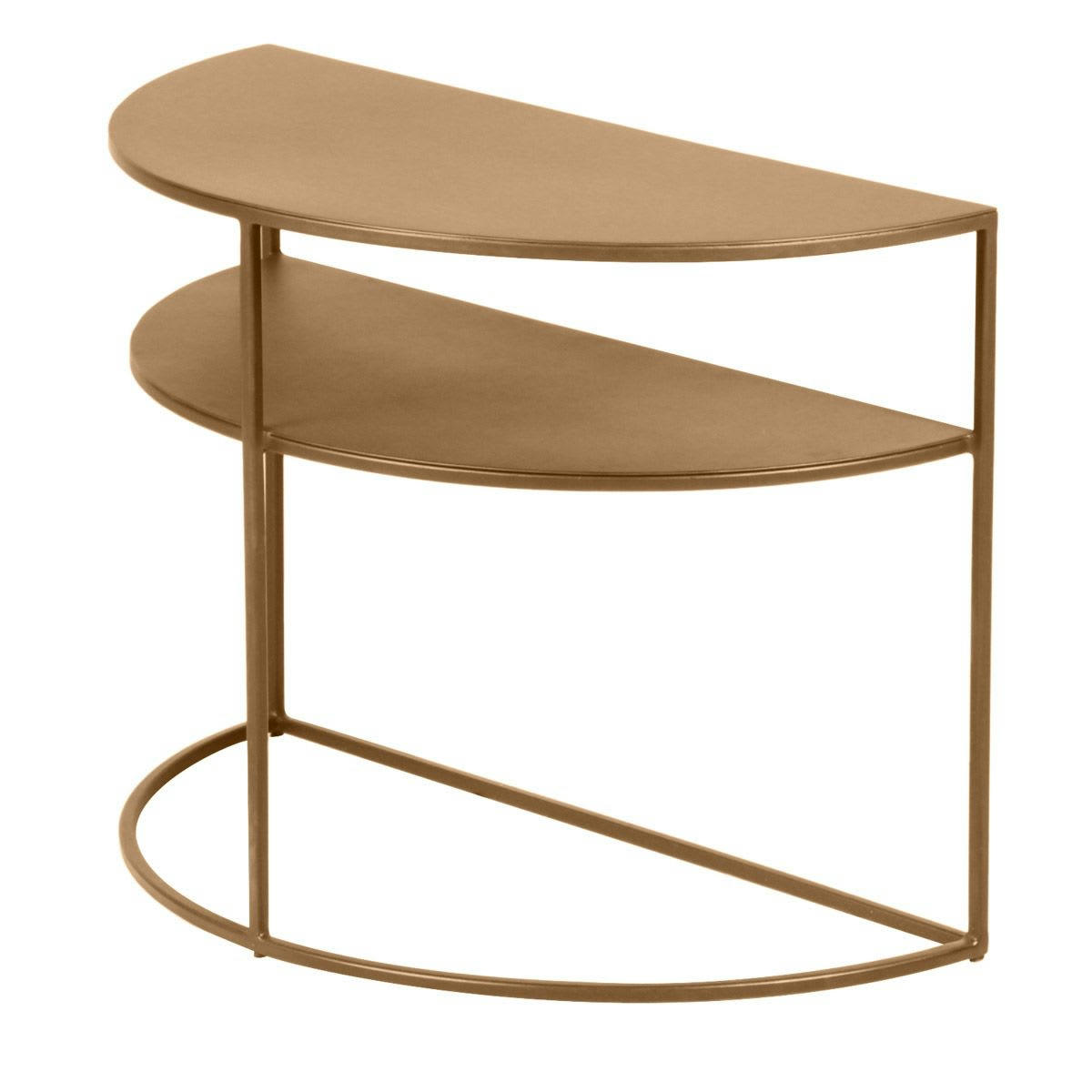 GRAYSON - Bout de canapé métal doré laiton antique en demi cercle