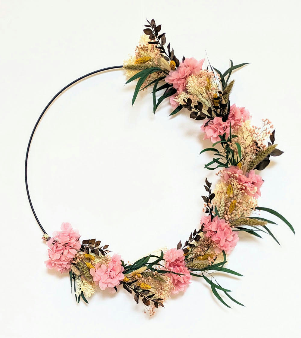 - Couronne murale de fleurs séchées Honorine D50cm