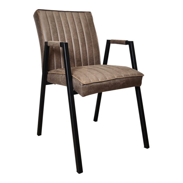 StarFurn Eetkamerstoel Tivoli - Bruin - Incl. Armleuning - 52x65x88cm - Set van 2