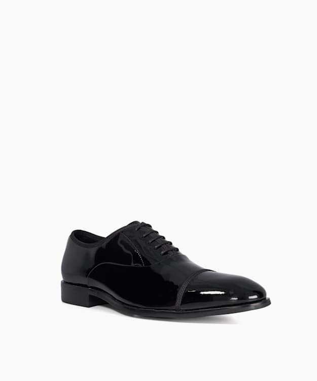 Shuffle Black - Wide Fit Patent Oxford Toe Cap Shoes