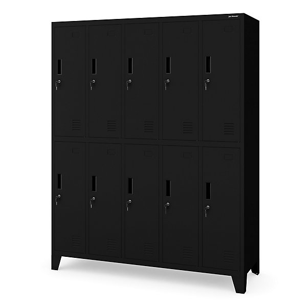 Armoire sociale à 10 portes BARTEK, 1360 x 1720 x 450 mm noir
