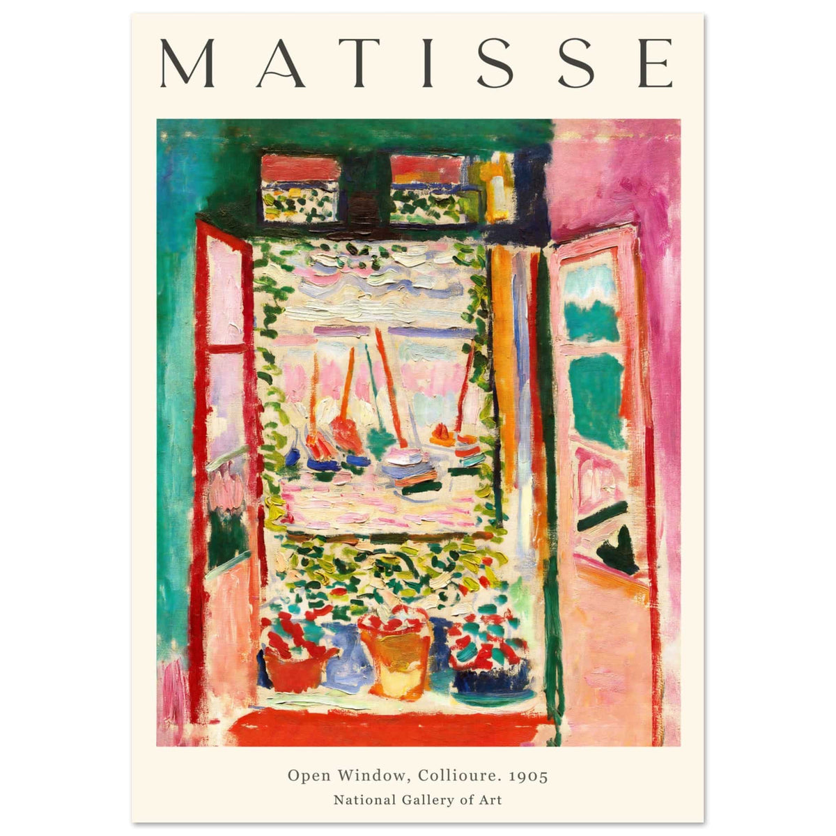 Artfulprints Poster Matisse - Open window collioure 1905  - A4 21x29.7 cm - Meerkleurig