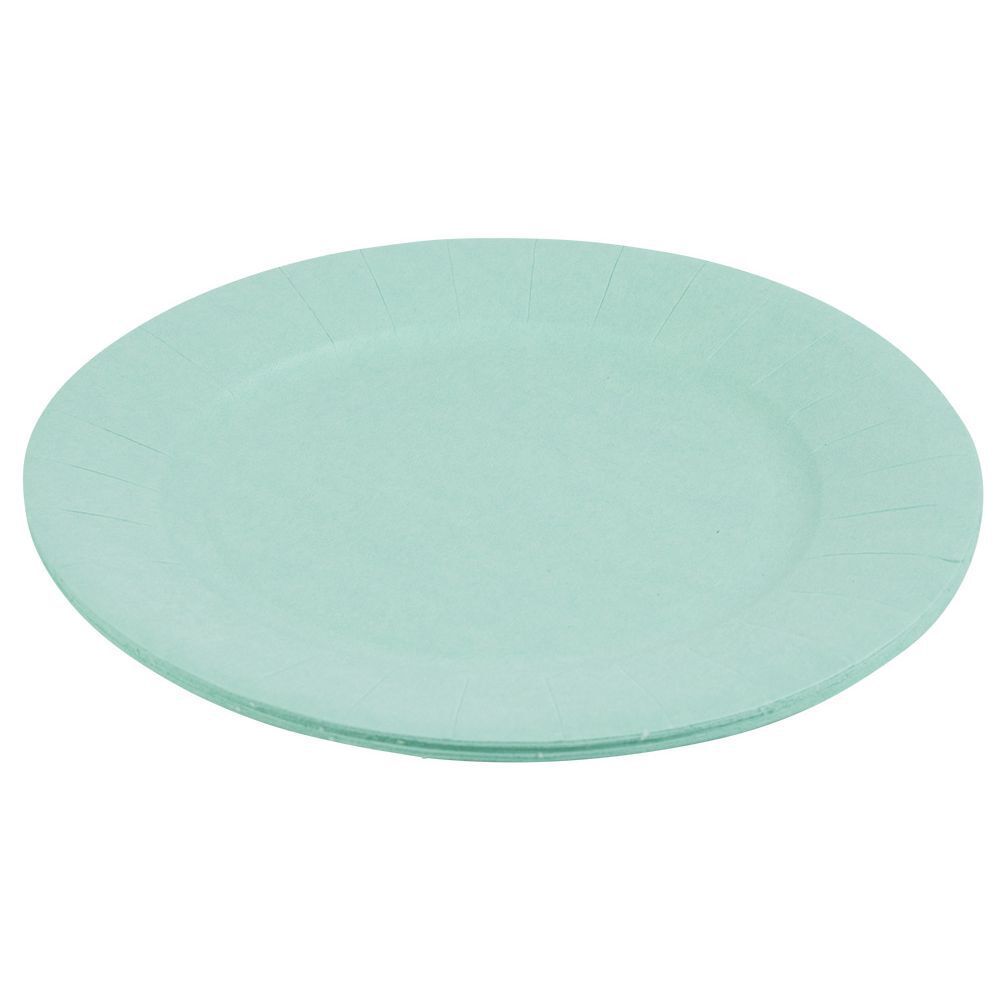 Lot de 10 assiettes en carton vert d'eau Ø18 cm