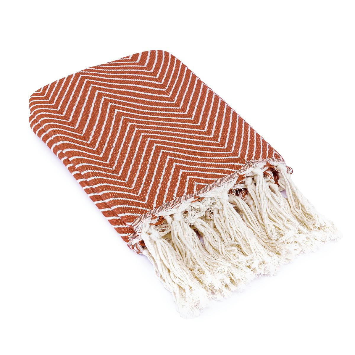 AMSTERDAM - Plaid coton  160x250 terracotta