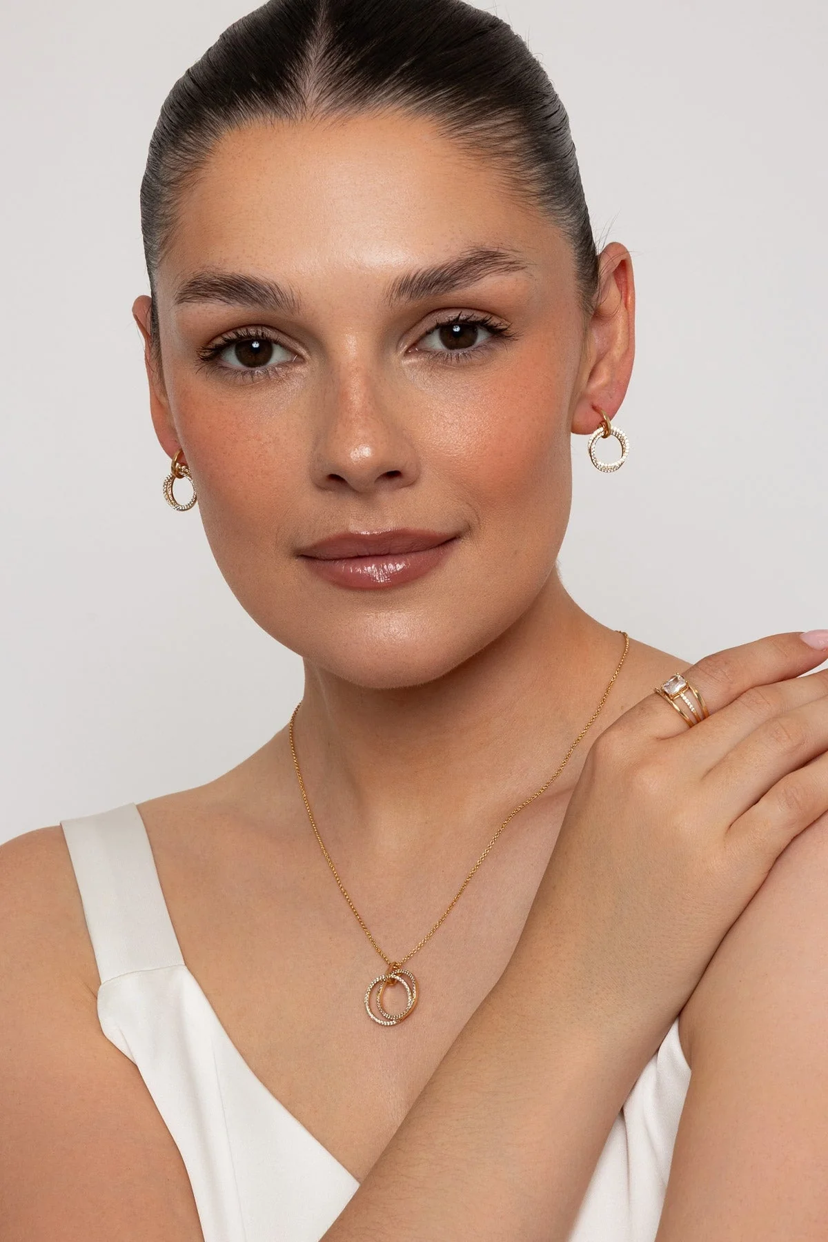 Set of 3 Crystal Stacking Ring Size 7