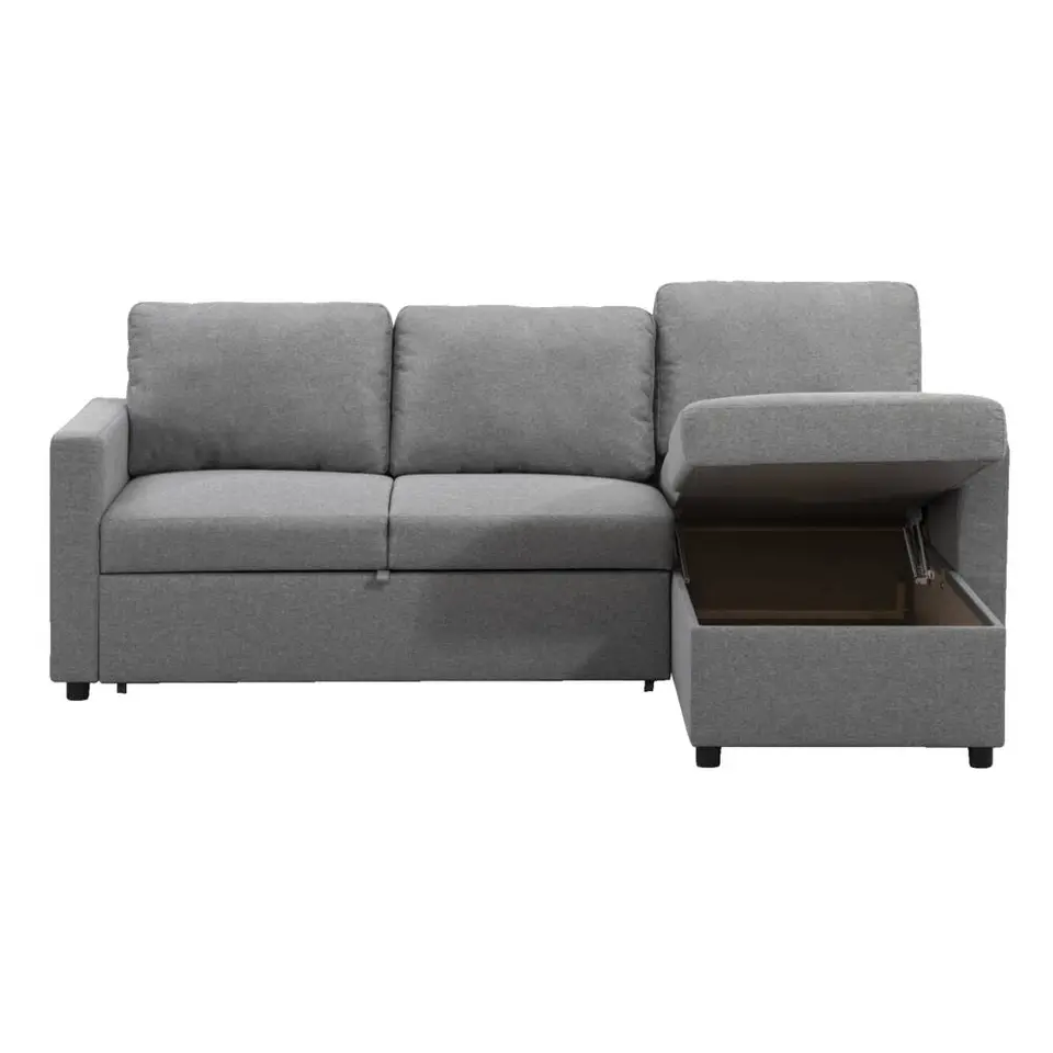 Slaapbank Turijn met opbergruimte - grijs - 82x215x145 cm