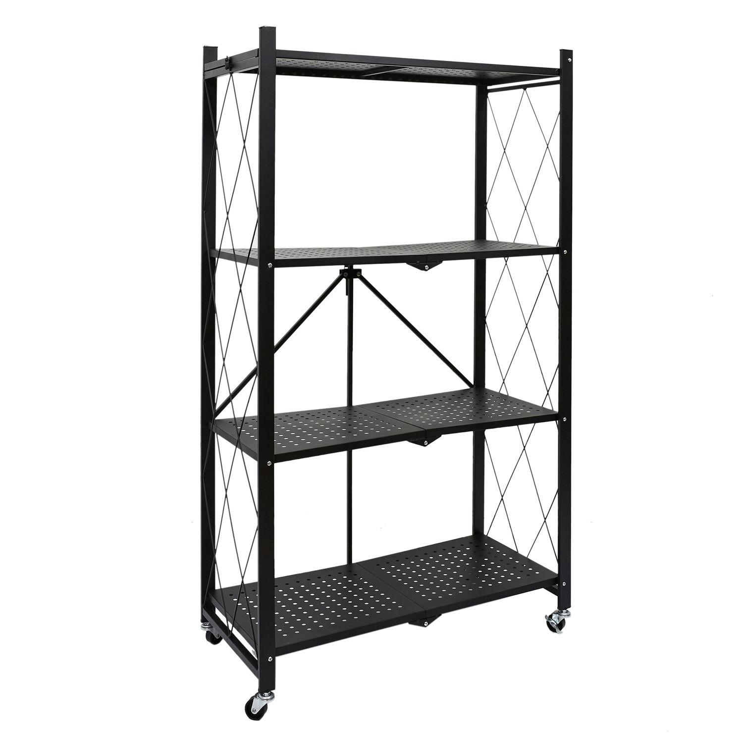 - Etagère pliable 4 niveaux en fer et polypropylène noir