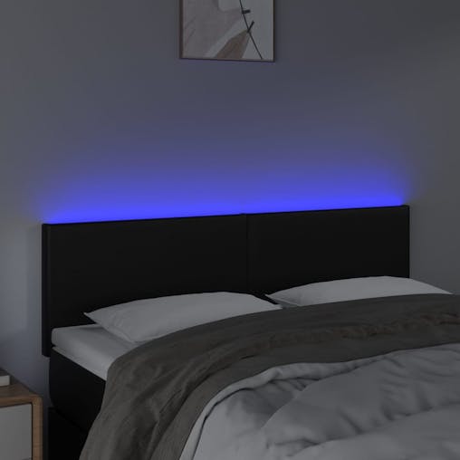 NNEVL LED Headboard Black 144x5x78/88 cm Faux Leather
