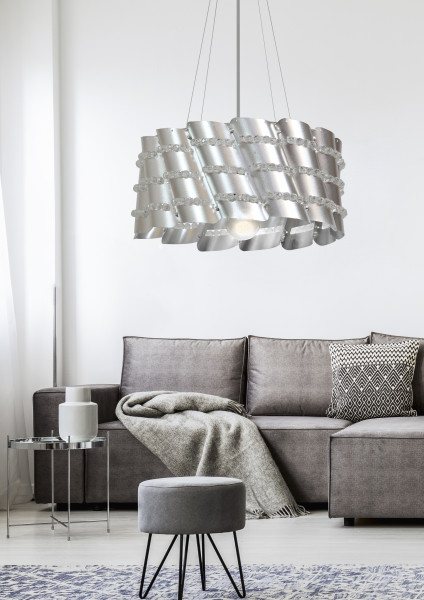 Lampa wisząca srebrna SMILE 1xE27x60W wym: 110x35x35 cm Candellux