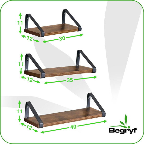 Półka ciemny brąz do kuchni łazienki loft BEGRYF 40x12x11