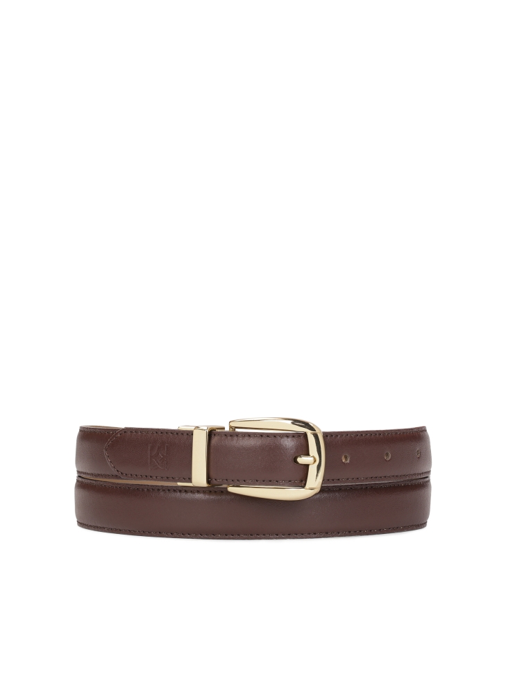 Double-sided narrow dress belt with classic buckle