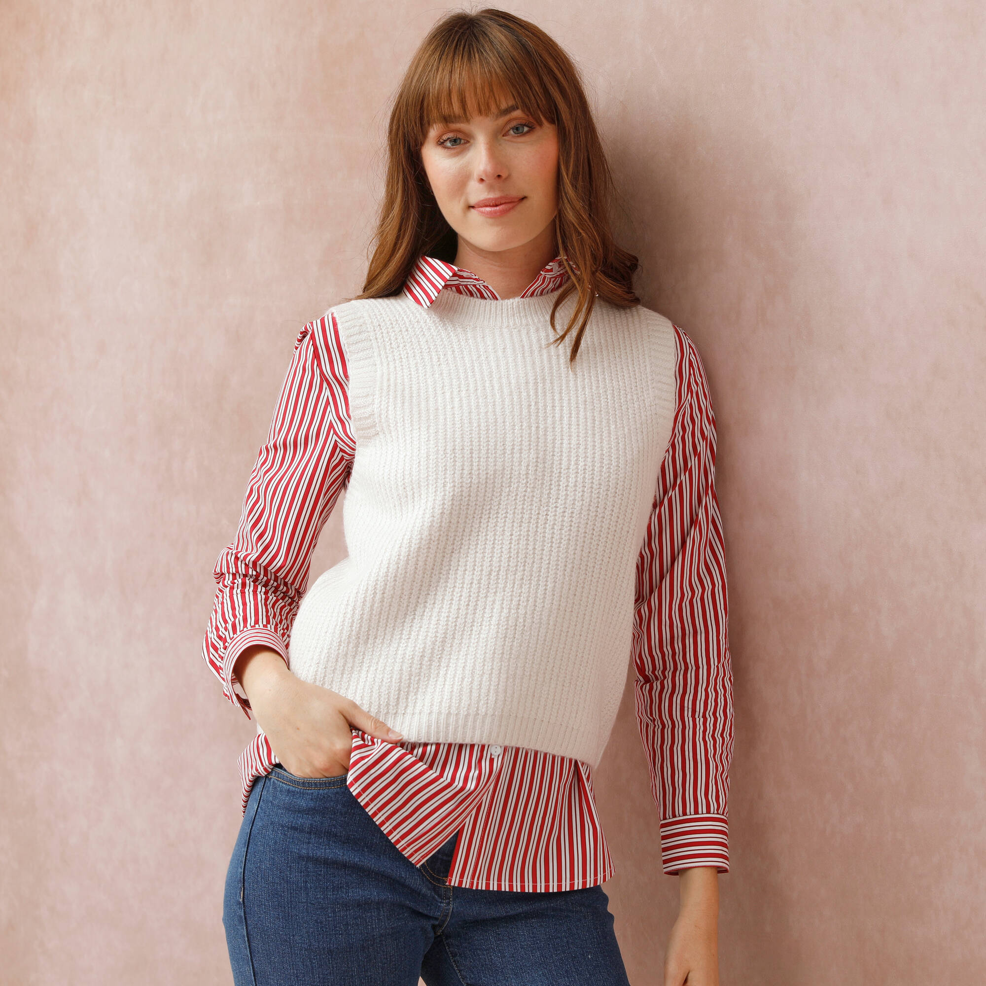Pull col rond sans manches