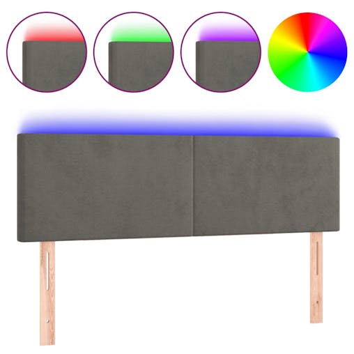 NNEVL LED Headboard Dark Grey 144x5x78/88 cm Velvet