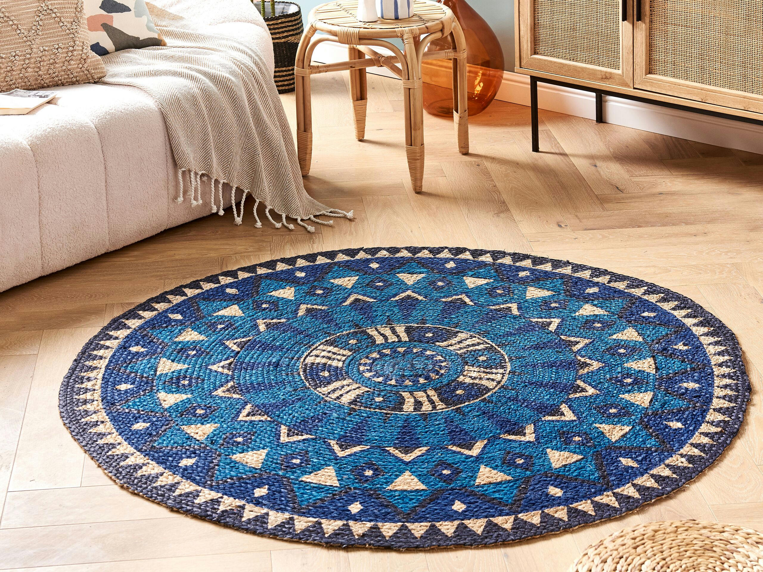 UNUR - Tapis rond multicolore à motif ethnique D140cm