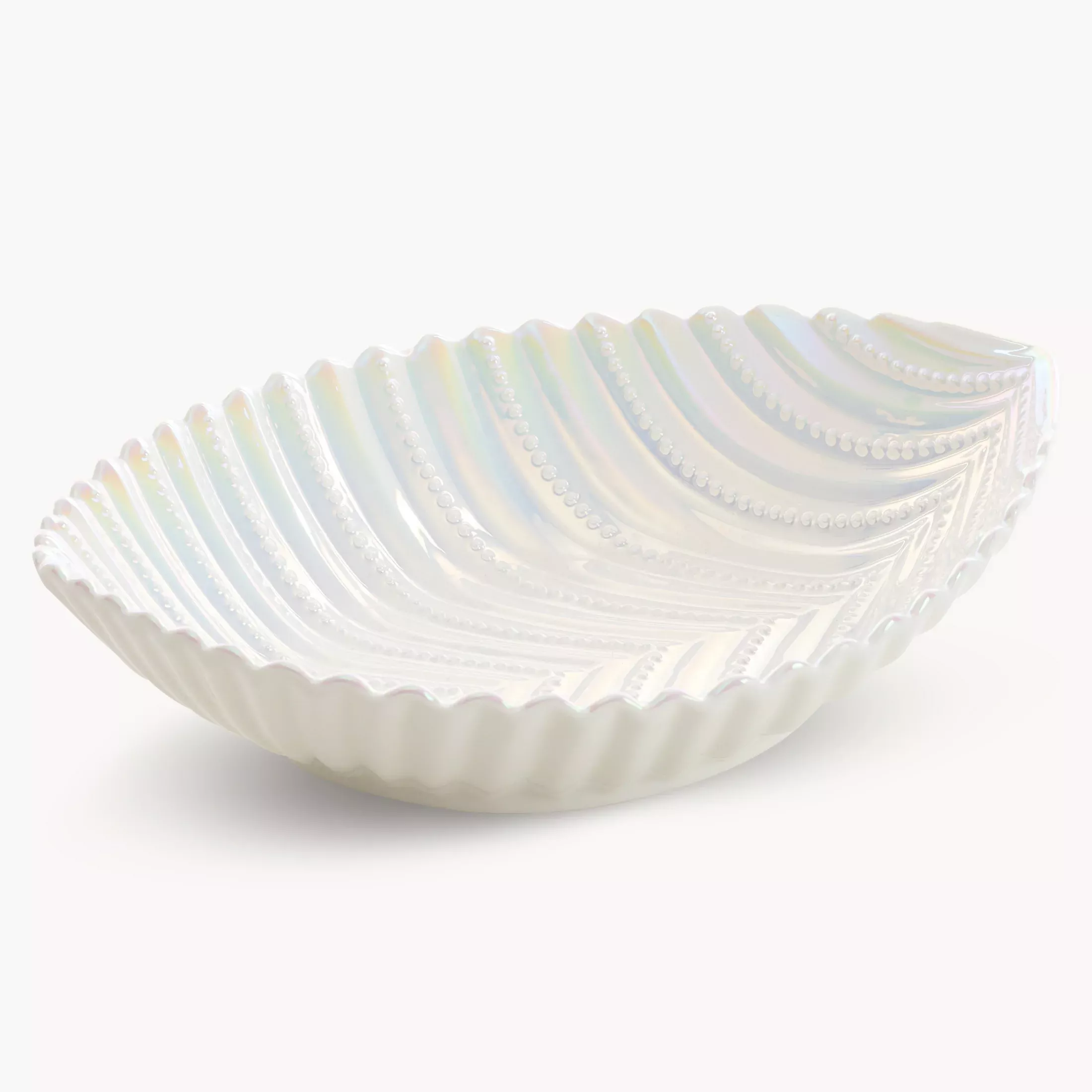 Misa ceramiczna dekoracyjna perłowa w kształcie łódeczki 28x22x8 cmNELA