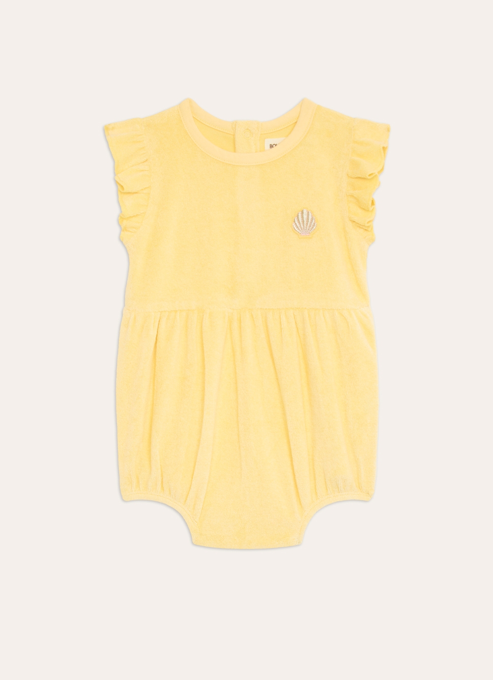 COMBINAISON EN ÉPONGE UNIE BRODERIE COQUILLAGE JAUNE