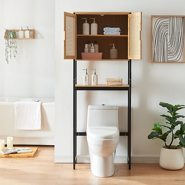 Meuble WC Tervola 172 x 63 x 27 cm noir naturel en.casa
