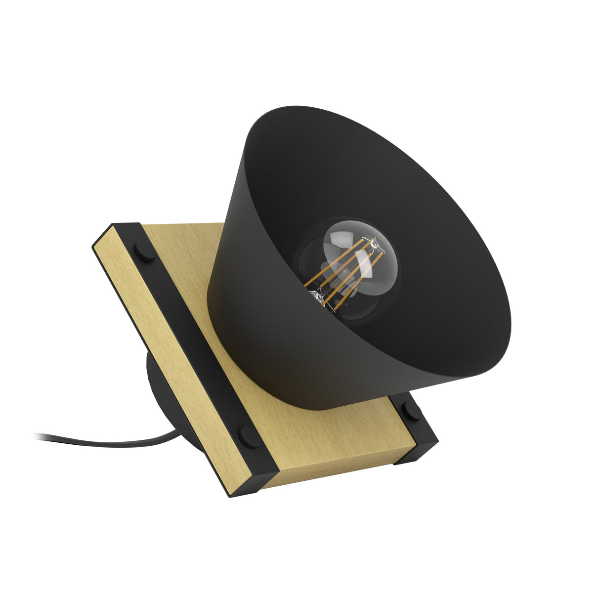EGLO tafellamp Maccles - e27 - 15 cm - zwart/bruin - hout