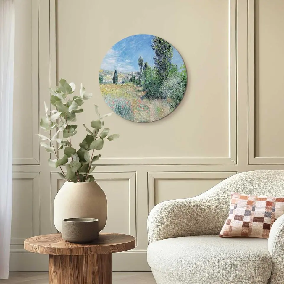 Glasschilderij Monet - landschap in Ile Saint-Martin - &Oslash; 50