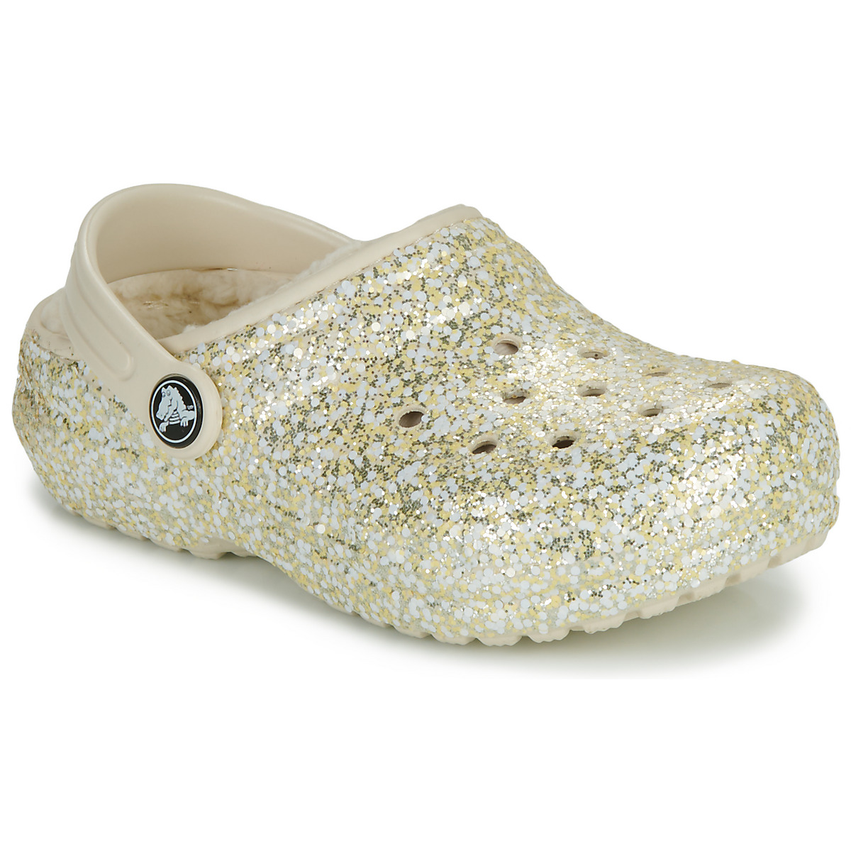 Crocs - Classic Lined Glitter Clog K - Beige / Gold