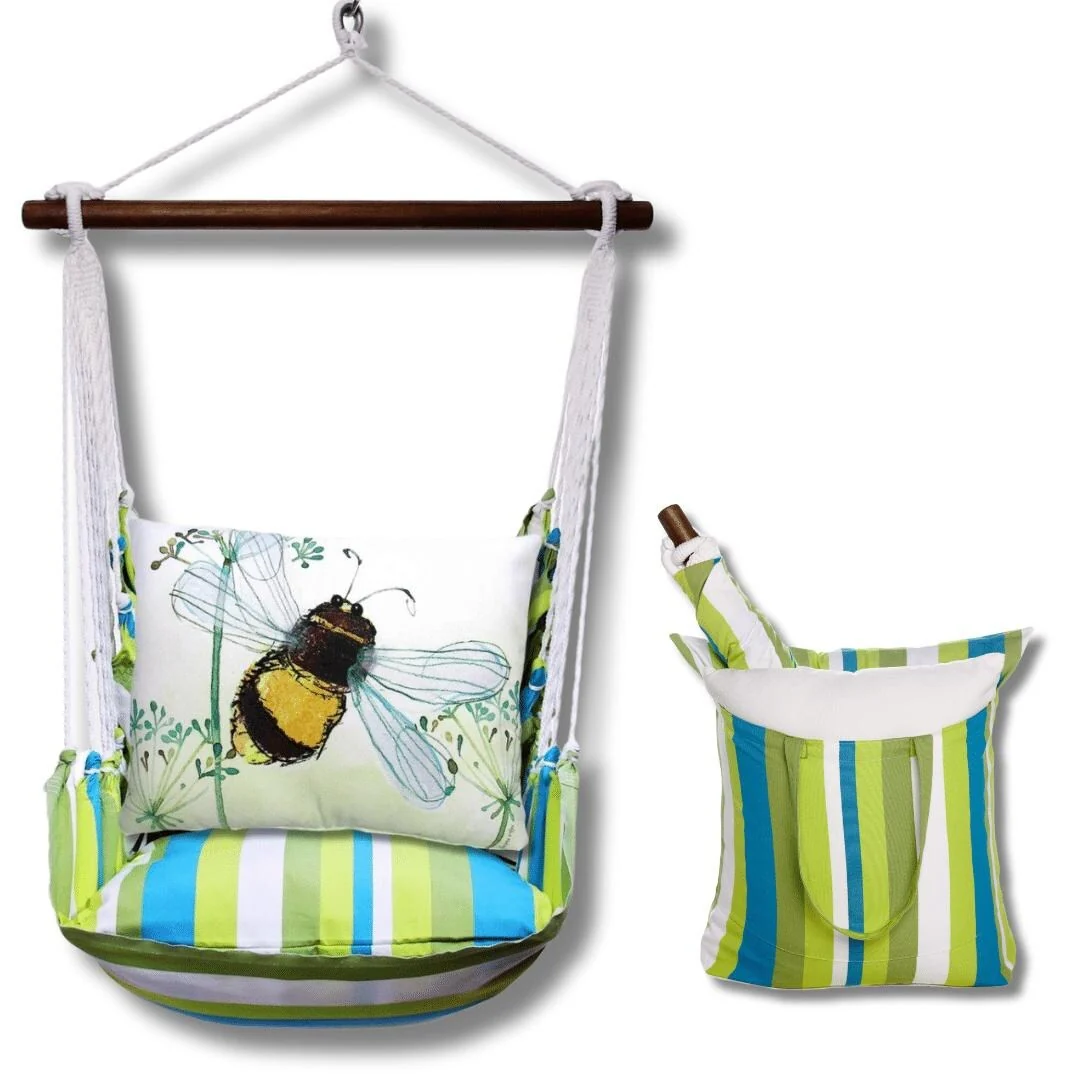 Magnolia Casual Swing Set 4 piece - Beach Boulevard Stripe w/ Bumblebee Bee Wisp