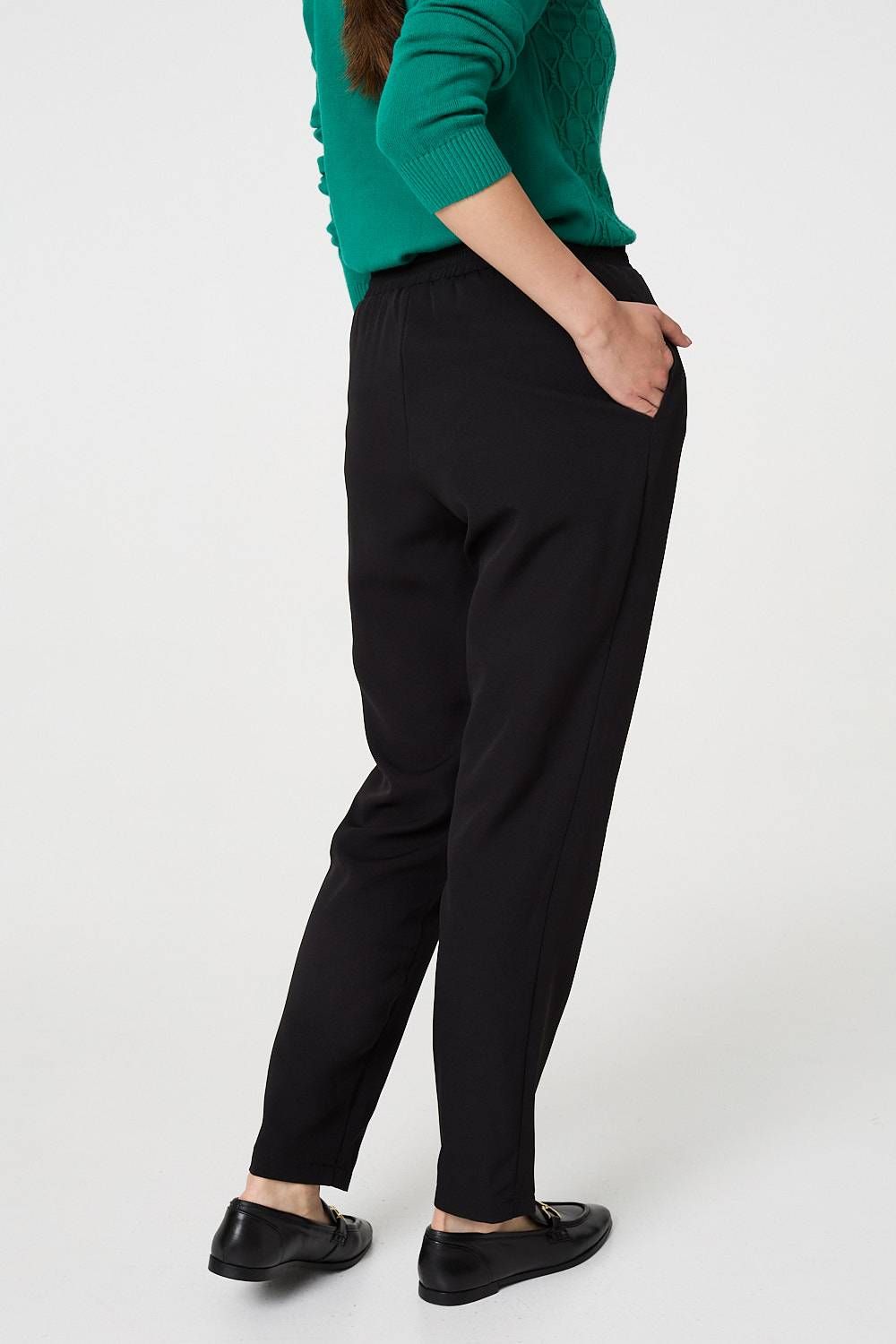 Izabel London Plain Drawstring Waist Slim Trousers