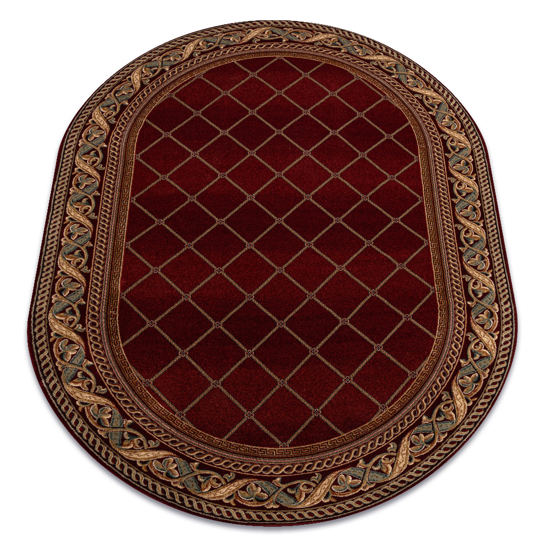 Dywan wełniany OMEGA owal KASTOR Kratka red 2 czerwony 200x300 cm