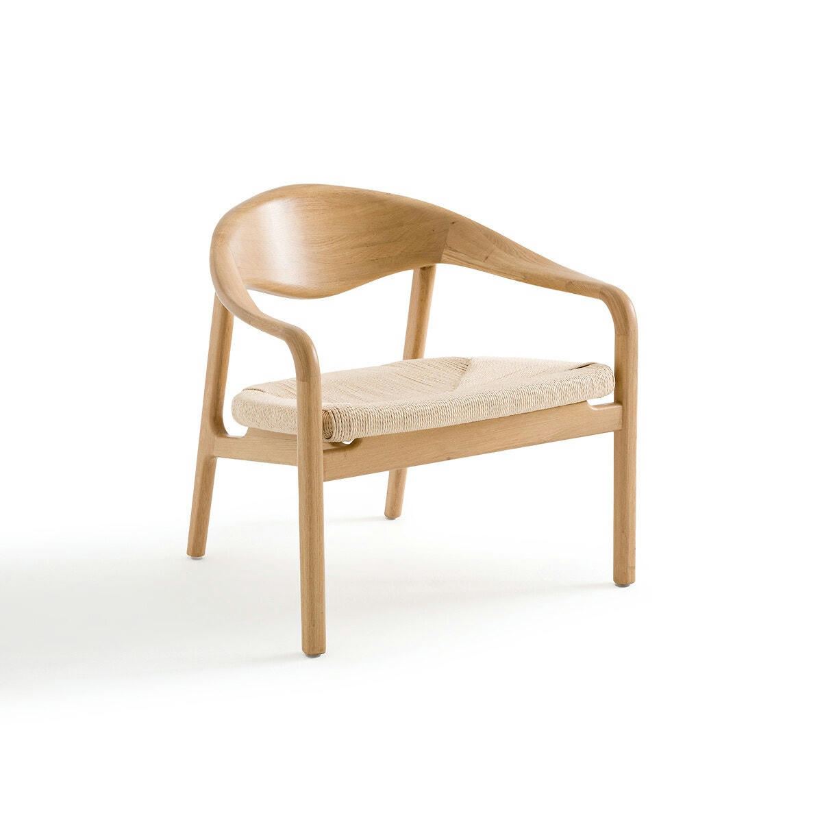Fauteuil bas en chêne et corde tressée, Madi