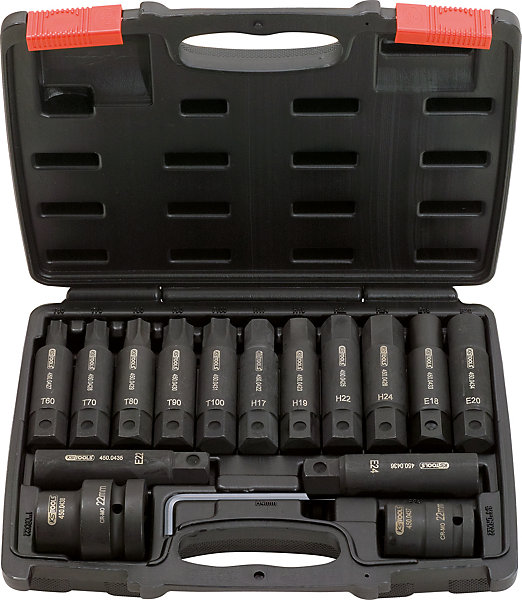 KS Tools - 450.0420 - Coffret de douilles et embouts longs à chocs, 3/4'' - 1'', 16 pièces