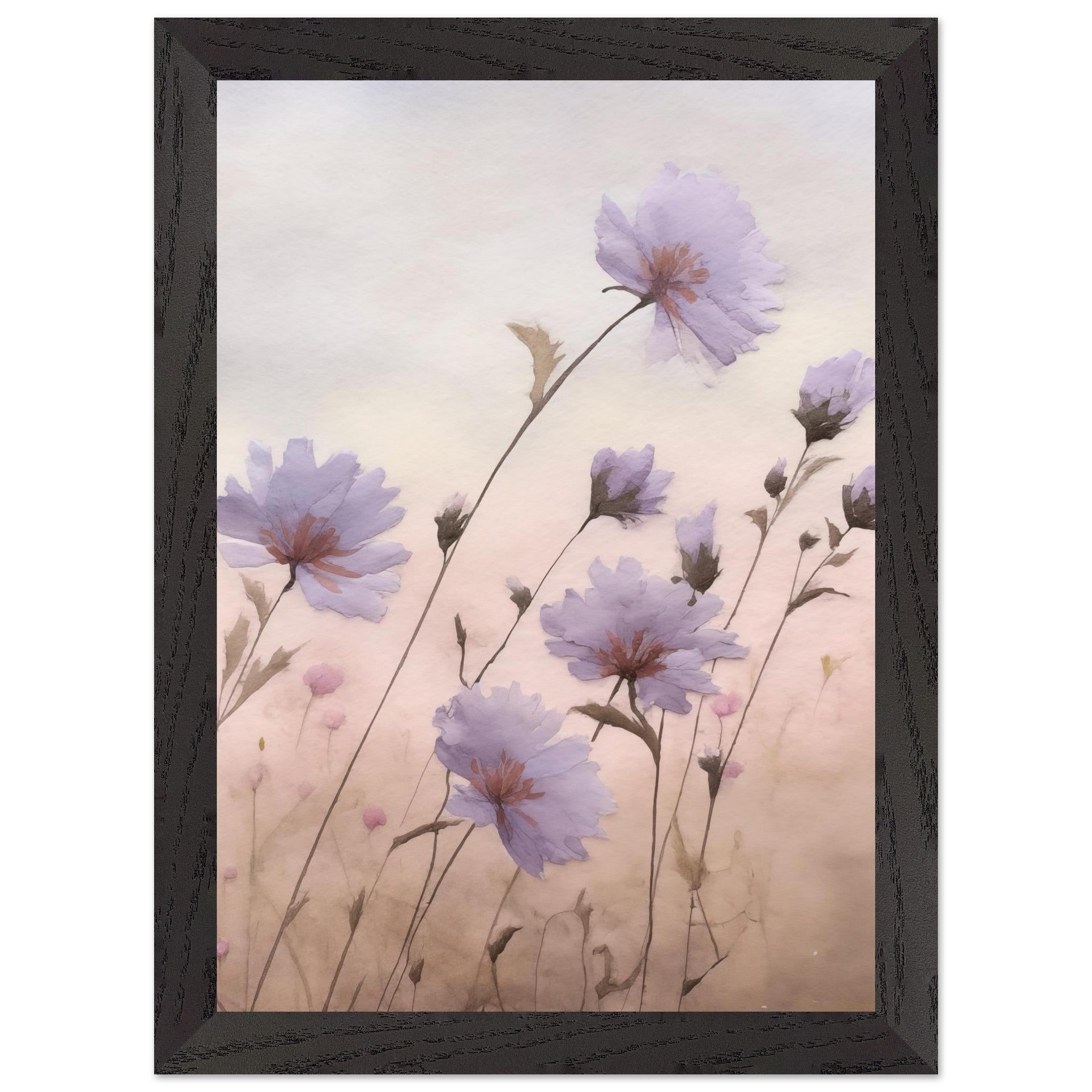 Artfulprints Poster met Lijst Flower aquarel 2  - A4 21x29.7 cm - Roze