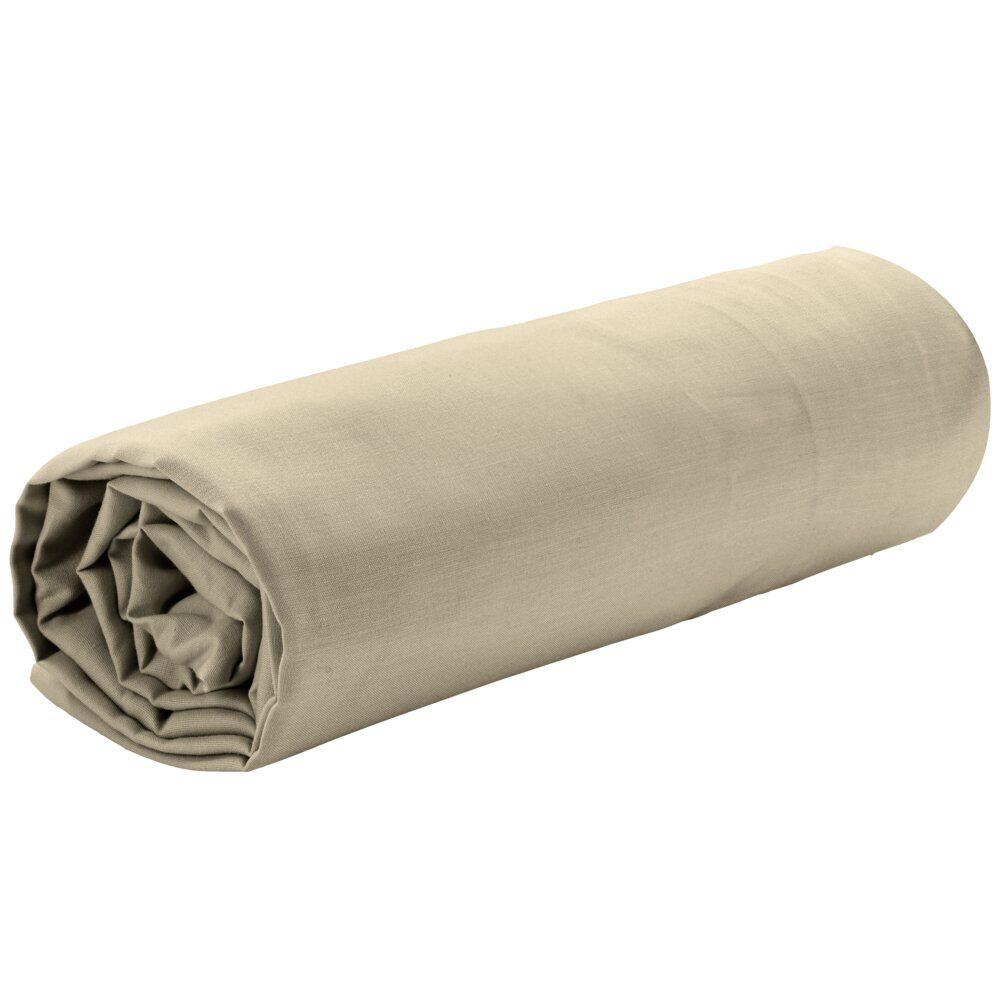 Drap housse 1 personne 90x200cm polyester uni taupe