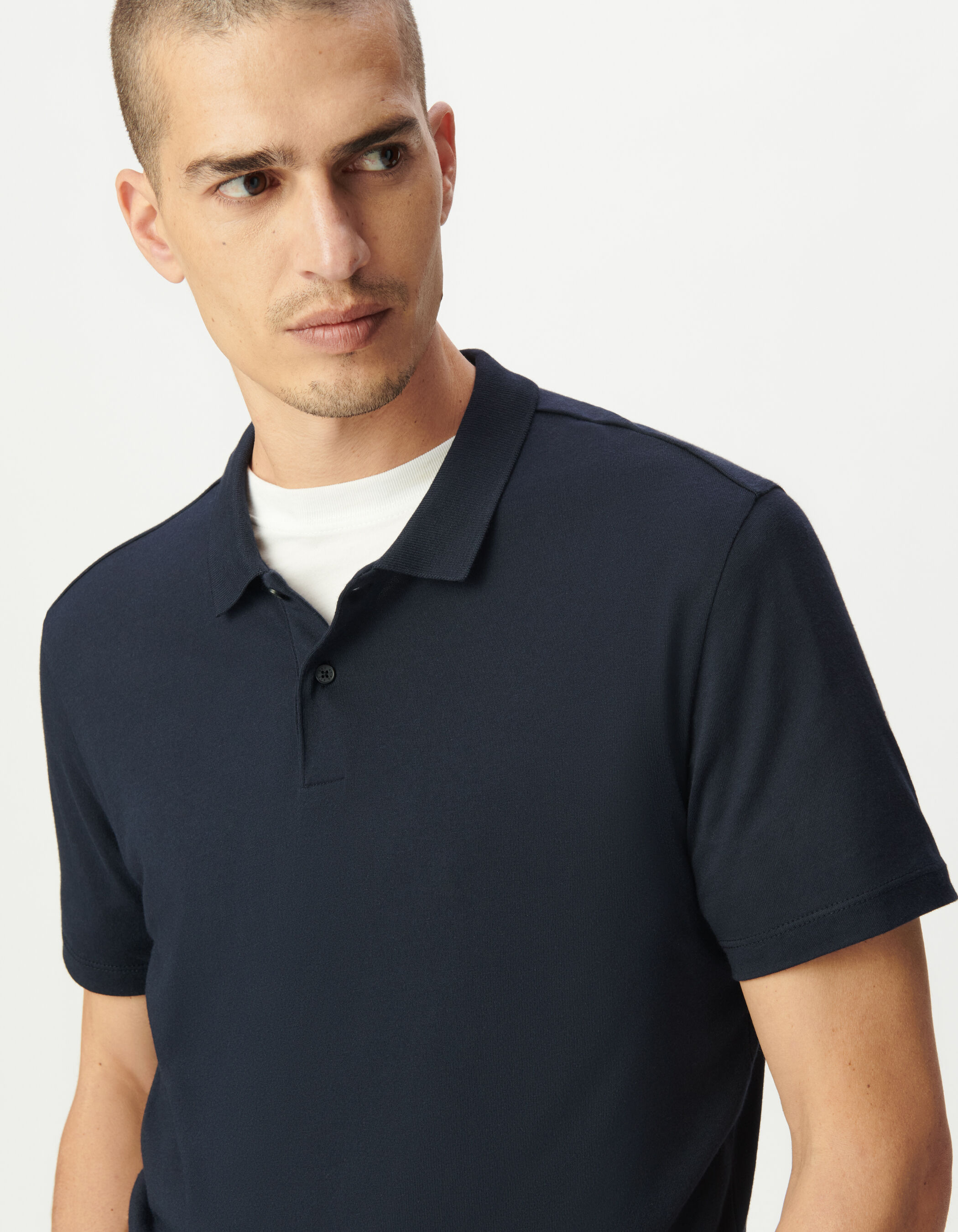 Polo bleu marine en coton modal Homme
