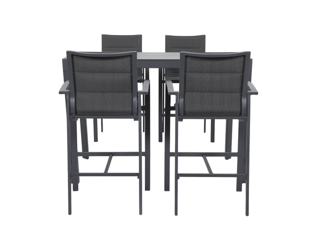 Boston-Jette 4 Seater Bar Dining Setting Bundle - Gunmetal Grey