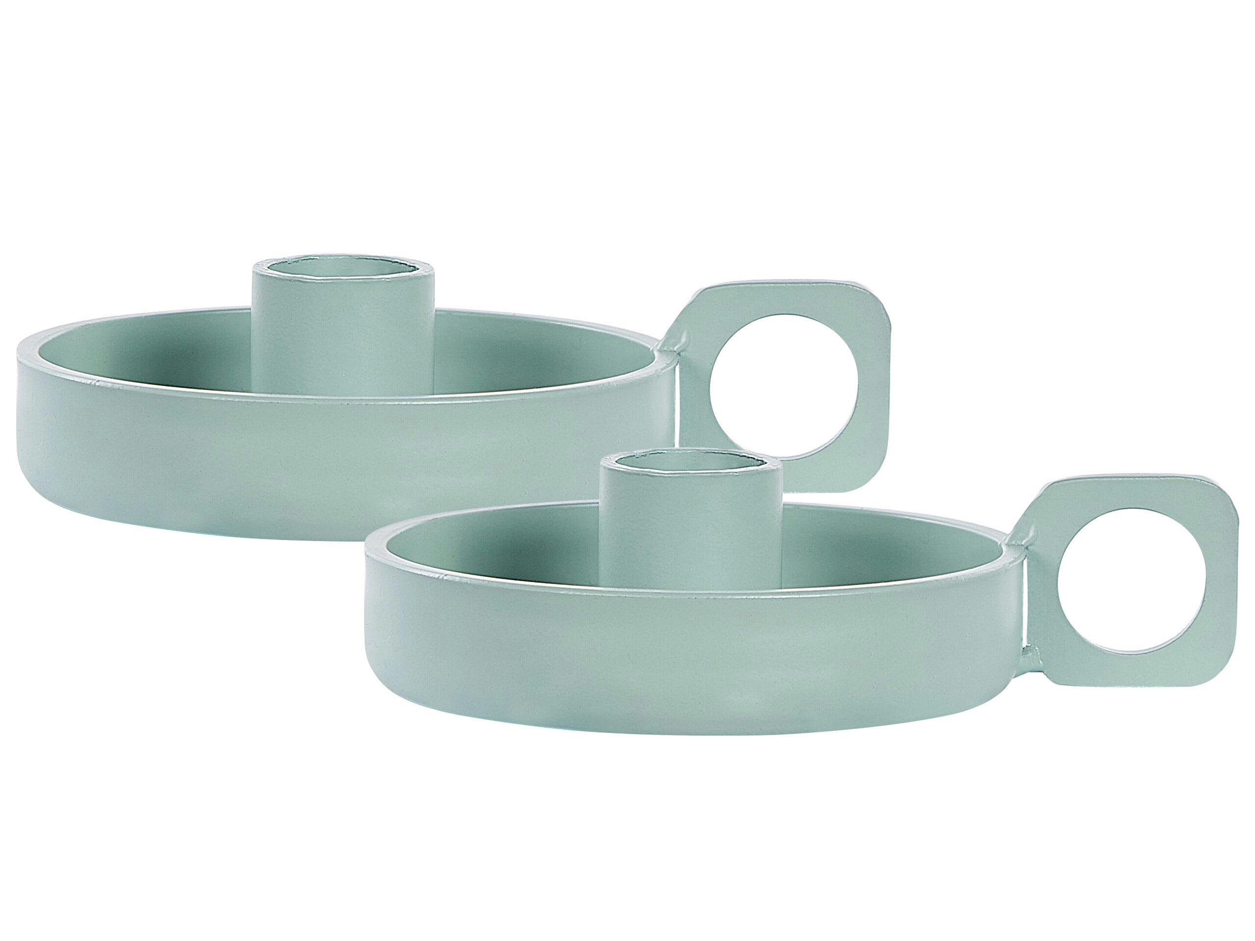 CHORIO - Set de 2 bougeoirs en métal vert