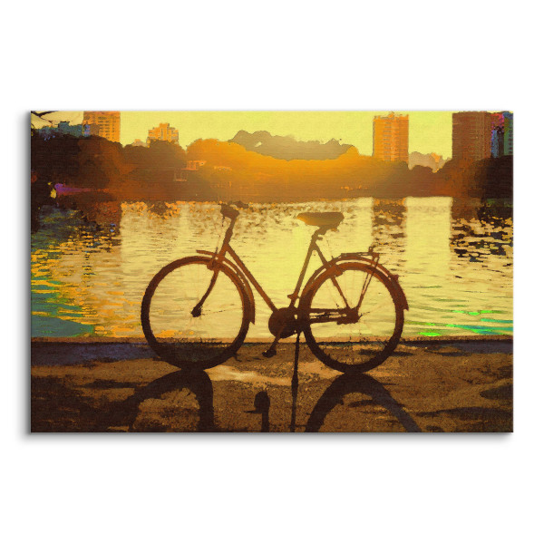 Obraz Rower Nad Rzeką W Stylu Retro 30x20cm