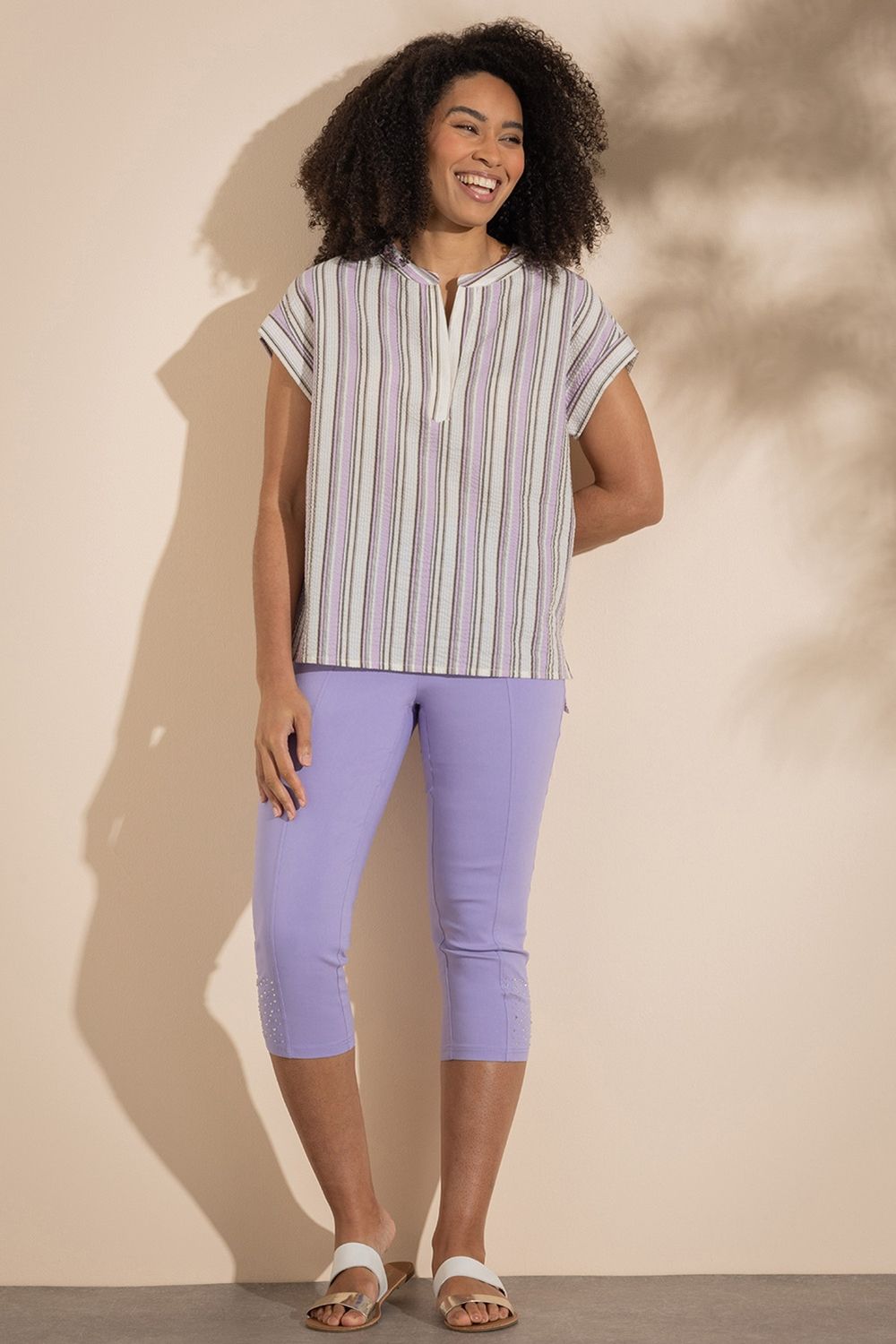 Klass. Striped Seersucker Top