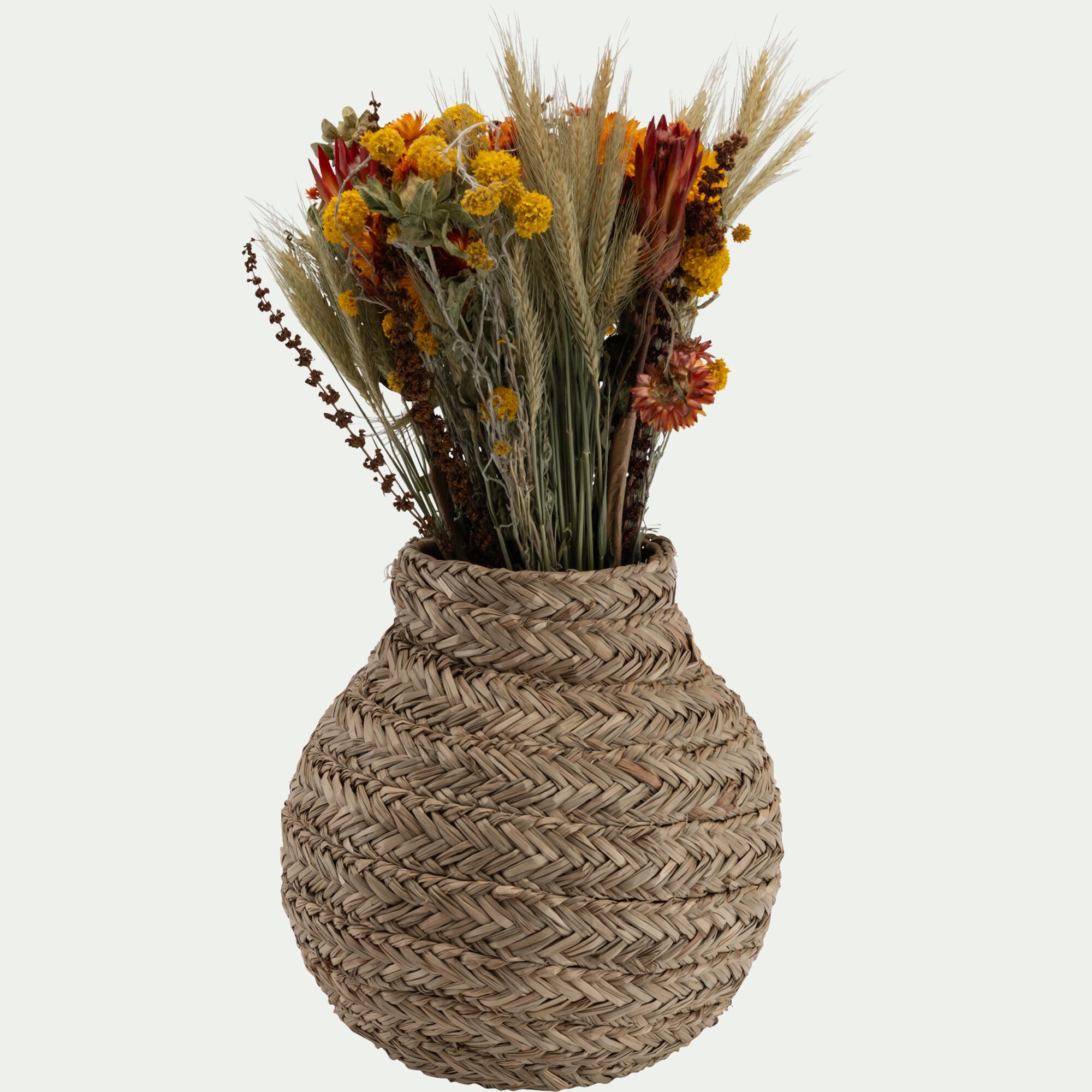 COTIGNAC - Vase boule en jonc de mer tressé H30cm - naturel