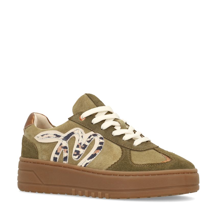 Manfield Groene suède sneakers